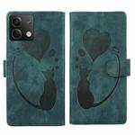 For Xiaomi Redmi Note 13 5G Pen Heart Cat Embossed Leather Phone Case(Green)