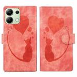 For Xiaomi Redmi Note 13 4G Pen Heart Cat Embossed Leather Phone Case(Orange)