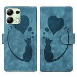 For Xiaomi Redmi Note 13 4G Pen Heart Cat Embossed Leather Phone Case(Blue)