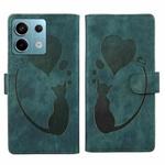 For Xiaomi Redmi Note 13 Pro 5G Pen Heart Cat Embossed Leather Phone Case(Green)
