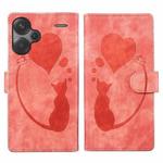 For Xiaomi Redmi Note 13 Pro+ Pen Heart Cat Embossed Leather Phone Case(Orange)