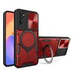 For ZTE Blade V30 Vita CD Texture Sliding Camshield Magnetic Holder Phone Case(Red)