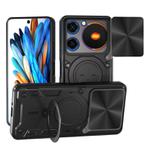 For ZTE nubia Music CD Texture Sliding Camshield Magnetic Holder Phone Case(Black)