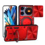 For ZTE nubia Music CD Texture Sliding Camshield Magnetic Holder Phone Case(Red)