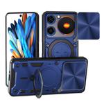 For ZTE nubia Music CD Texture Sliding Camshield Magnetic Holder Phone Case(Blue)