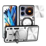 For ZTE nubia Music CD Texture Sliding Camshield Magnetic Holder Phone Case(Silver)