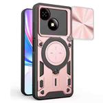 For ZTE Blade A35e 5G CD Texture Sliding Camshield Magnetic Holder Phone Case(Pink)