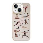 For iPhone 15 Plus Cartoon Film Craft Hard PC Phone Case(Yoga)