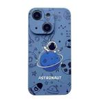 For iPhone 15 Liquid Silicone Straight Side Phone Case(Blue Astronaut)