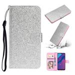 For Huawei P Smart 2020 Glitter Powder Horizontal Flip Leather Case with Card Slots & Holder & Photo Frame & Wallet & Lanyard(Silver)