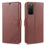 For Huawei Honor X10 5G AZNS Sheepskin Texture Horizontal Flip Leather Case with Holder & Card Slots & Wallet(Brown)