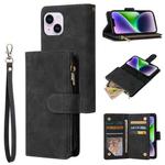 For iPhone 15 Multifunctional Multi-Card Wallet Phone Leather Case(Black)