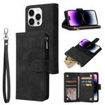 For iPhone 15 Pro Multifunctional Multi-Card Wallet Phone Leather Case(Black)