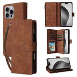 For iPhone 16 Pro Max Multifunctional Multi-Card Wallet Phone Leather Case(Brown)