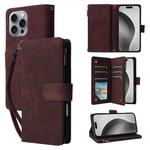 For iPhone 16 Pro Max Multifunctional Multi-Card Wallet Phone Leather Case(Coffee)