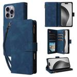 For iPhone 16 Pro Max Multifunctional Multi-Card Wallet Phone Leather Case(Blue)