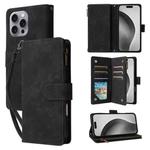 For iPhone 16 Pro Max Multifunctional Multi-Card Wallet Phone Leather Case(Black)