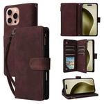 For iPhone 16 Pro Multifunctional Multi-Card Wallet Phone Leather Case(Coffee)