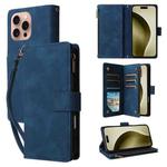 For iPhone 16 Pro Multifunctional Multi-Card Wallet Phone Leather Case(Blue)