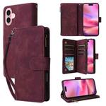 For iPhone 16 Multifunctional Multi-Card Wallet Phone Leather Case(Wine Red)