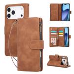 For iPhone 17 Pro Max Multifunctional Multi-Card Wallet Phone Leather Case(Brown)