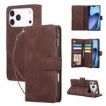 For iPhone 17 Pro Multifunctional Multi-Card Wallet Phone Leather Case(Coffee)