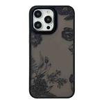 For iPhone 15 Pro Max Skin Feel Matte TPU+PC Shockproof Phone Case(Black Flower)