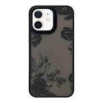 For iPhone 11 Skin Feel Matte TPU+PC Shockproof Phone Case(Black Flower)