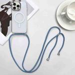 For iPhone 15 Pro Max MagSafe Magnetic PC + TPU Phone Case with Lanyard(Grey Blue)