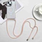 For iPhone 15 Plus MagSafe Magnetic PC + TPU Phone Case with Lanyard(Pink Gold)