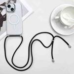 For iPhone 15 Plus MagSafe Magnetic PC + TPU Phone Case with Lanyard(Black)