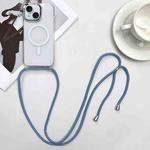 For iPhone 15 MagSafe Magnetic PC + TPU Phone Case with Lanyard(Grey Blue)