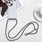 For iPhone 14 Plus MagSafe Magnetic PC + TPU Phone Case with Lanyard(Colorful Black)