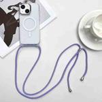 For iPhone 14 MagSafe Magnetic PC + TPU Phone Case with Lanyard(Purple Blue Apricot)