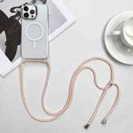 For iPhone 14 Pro MagSafe Magnetic PC + TPU Phone Case with Lanyard(Pink Gold)