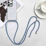 For iPhone 14 Pro Max MagSafe Magnetic PC + TPU Phone Case with Lanyard(Grey Blue)