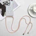 For iPhone 13 Pro MagSafe Magnetic PC + TPU Phone Case with Lanyard(Pink Gold)