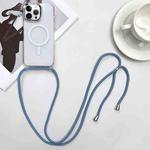 For iPhone 13 Pro MagSafe Magnetic PC + TPU Phone Case with Lanyard(Grey Blue)