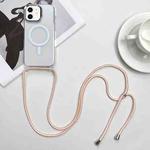 For iPhone 12 MagSafe Magnetic PC + TPU Phone Case with Lanyard(Pink Gold)