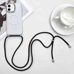 For iPhone 12 MagSafe Magnetic PC + TPU Phone Case with Lanyard(Black)