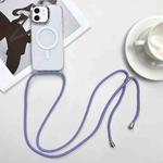 For iPhone 12 MagSafe Magnetic PC + TPU Phone Case with Lanyard(Purple Blue Apricot)