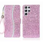 For Samsung Galaxy S24 Ultra 5G Glitter Powder Filp Leather Phone Case(Pink)