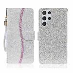 For Samsung Galaxy S24 Ultra 5G Glitter Powder Filp Leather Phone Case(Silver)