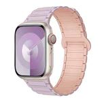 For Apple Watch SE 2023 44mm I-Shaped Magnetic Silicone Watch Band(Light Purple Pink)