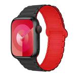 For Apple Watch SE 2023 44mm I-Shaped Magnetic Silicone Watch Band(Black Red)