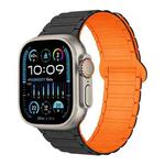 For Apple Watch Ultra 2 49mm I-Shaped Magnetic Silicone Watch Band(Black Orange)