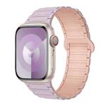 For Apple Watch Series 9 45mm I-Shaped Magnetic Silicone Watch Band(Light Purple Pink)