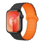 For Apple Watch Series 5 44mm I-Shaped Magnetic Silicone Watch Band(Black Orange)