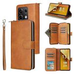 For Xiaomi Redmi Note 13 5G Global 9 Card Slots Zipper Wallet Bag Leather Phone Case(Brown)