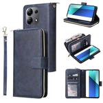 For Xiaomi Redmi Note 13 4G 9 Card Slots Zipper Wallet Bag Leather Phone Case(Blue)